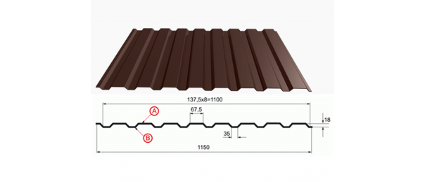 Профнастил коричневый оцинкованный  RAL 8017 С-20 купить недорого в Белоомуте