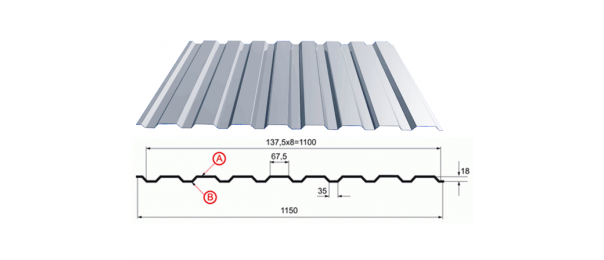 Профнастил оцинкованный С-20 1100x3000 купить недорого в Белоомуте