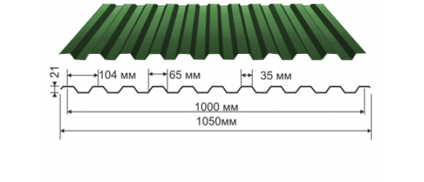 Профнастил зеленый оцинкованный  RAL 6005 С-21 купить недорого в Белоомуте
